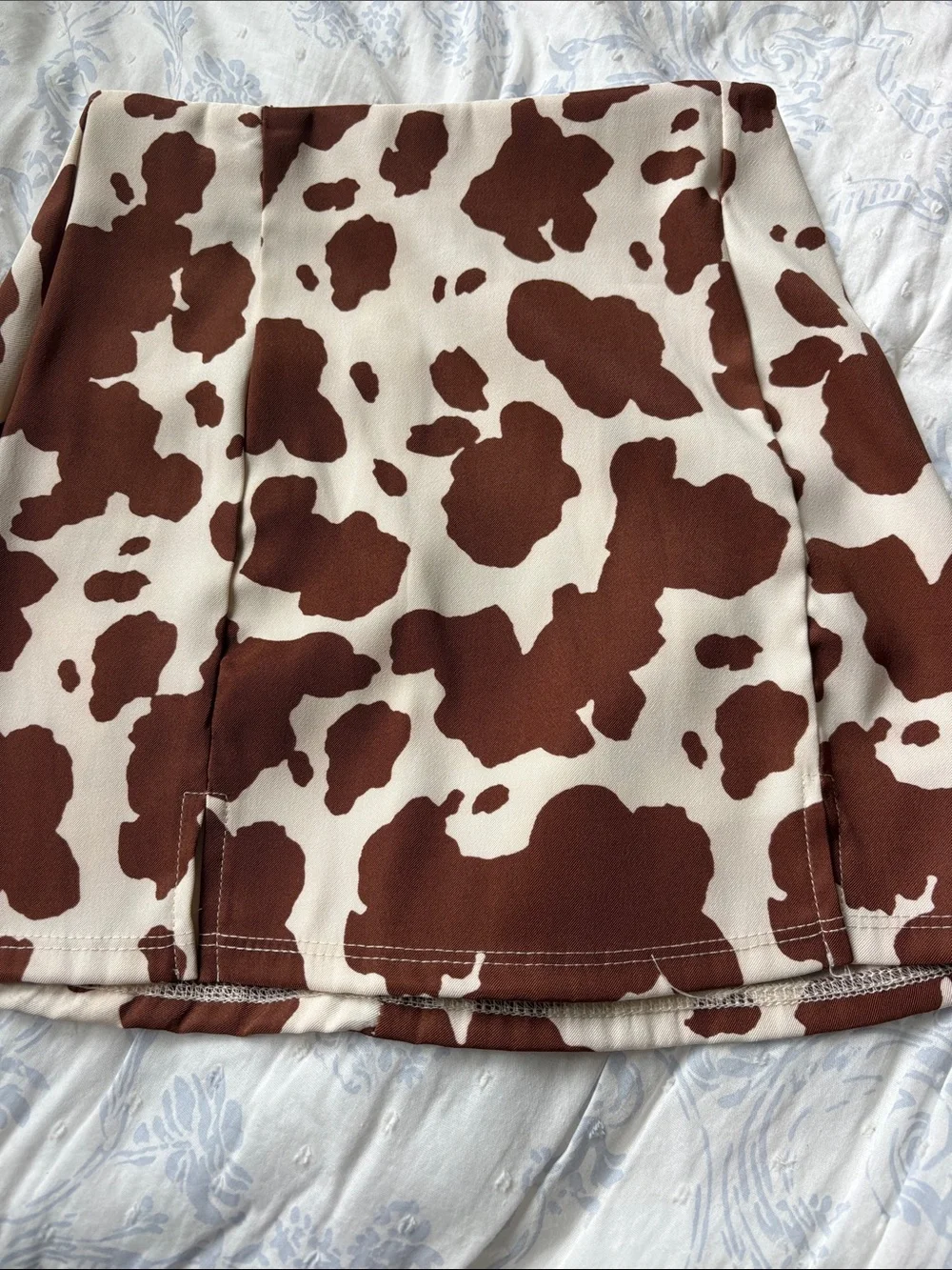 Brown Cow-Print Mini Skirt - Girls